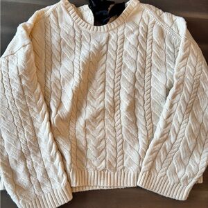 J. Crew Cable Knit Sweater in Cream Sz M